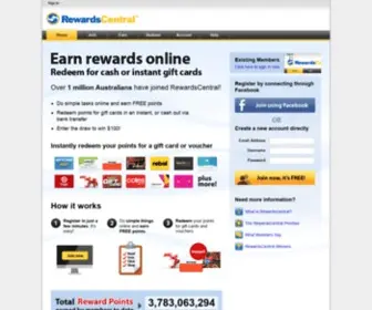 Rewardscentral.com.au(A community of over 400) Screenshot