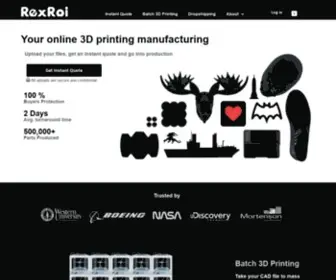 Rexroi.com(On-demand 3D Printing Manufacturing) Screenshot