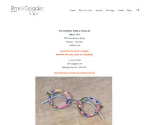 RGSF.com(Rims & Goggles® Opticians) Screenshot