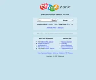 RHymezone.com(RhymeZone rhyming dictionary and thesaurus) Screenshot