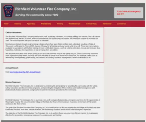 Richfieldfire.com(Richfield Volunteer Fire Company) Screenshot