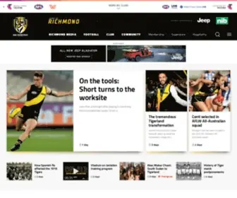 Richmondfc.com.au(Official AFL Website of the Richmond Football Club) Screenshot