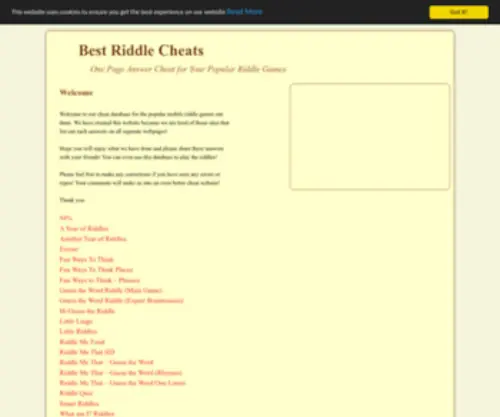 Riddlecheat.com(Best riddle cheats) Screenshot
