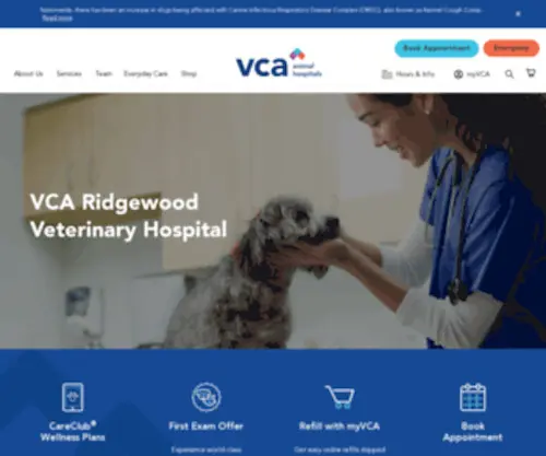 Ridgewoodvet.com(VCA Ridgewood Veterinary Hospital) Screenshot
