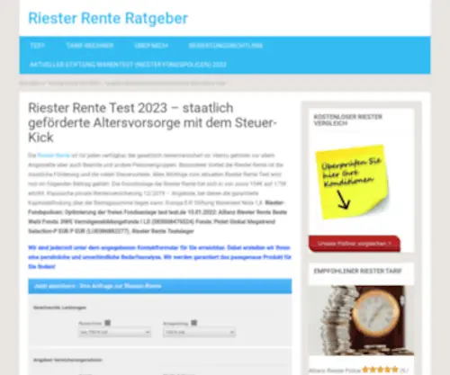 Riester-Renten-Vergleich.de(Riester Rente Test und Testsiegerdie besten Tarife finden) Screenshot