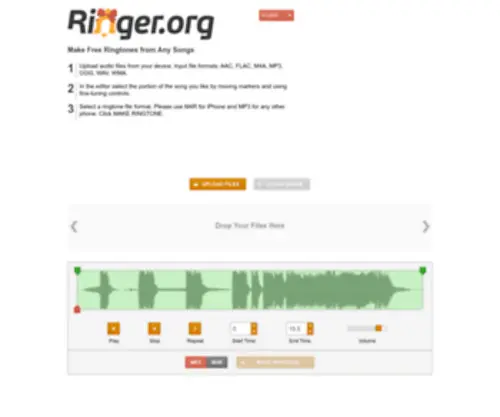 Ringer.org(Cut MP3 to Make a Free Ringtone) Screenshot