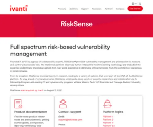 Risksense.com(Full Spectrum RBVM and ASOC Solutions) Screenshot
