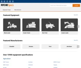 Ritchiespecs.com(RitchieSpecs Equipment Specifications) Screenshot