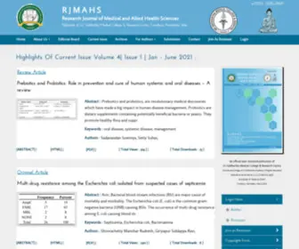 Rjmahs.org(Research Journal of Medical and Allied Health Sciences) Screenshot