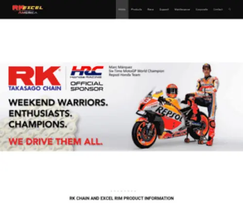 Rkexcelamerica.com(Home for RK Motorcycle Chain and Excel Motorcycle Rims. RK Chain and Excel Rims) Screenshot