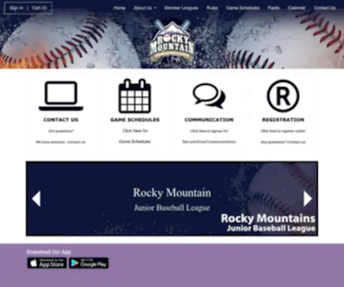 RMJBL.org(Rocky Mountain Junior Baseball League) Screenshot