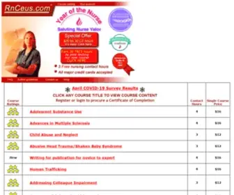 Rnceus.com(Free Nursing CEUs $20/30 hrs ANCC accredited Mandatory topics) Screenshot