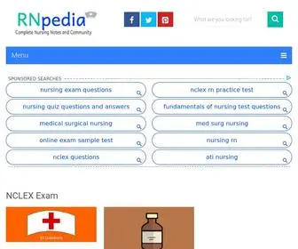 Rnpedia.com(RNpedia is a nursing website that offers free exams (e.g. NCLEX Exams)) Screenshot