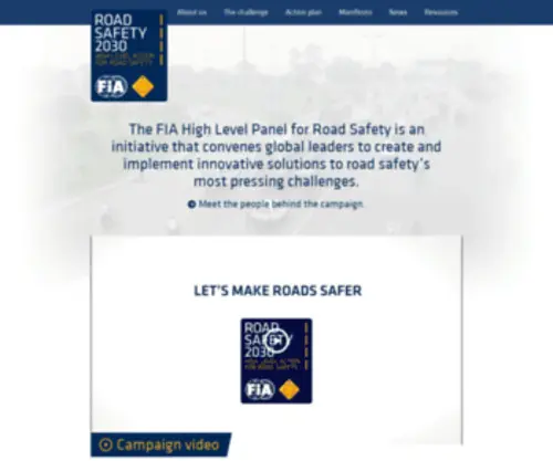 Roadsafety2030.com(Road safetyHome Page) Screenshot