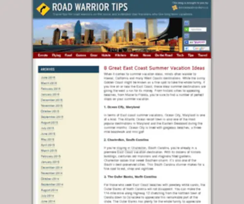 Roadwarriortips.com(Road Warrior Tips for the Extended Stay Traveler) Screenshot