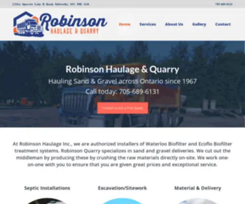 Robhaul.ca(Hauling Sand & Gravel in Ontario since 1967) Screenshot