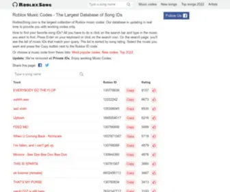 Robloxsong.com(Roblox music codes) Screenshot