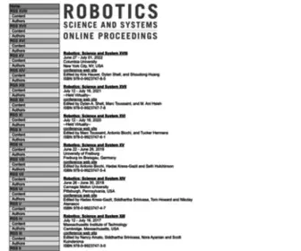 Roboticsproceedings.org(Science and systems) Screenshot