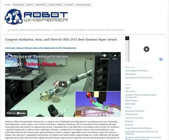 Robotwhisperer.org(… the website of the Learning) Screenshot