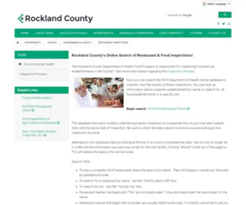 Rocklandrestaurantcheck.com(County of Rockland) Screenshot
