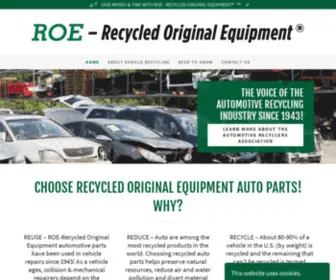 Roe-Recycledoriginalequipment.com(ROE-Recycled Original Equipment manufactured auto parts saves you money and time and) Screenshot