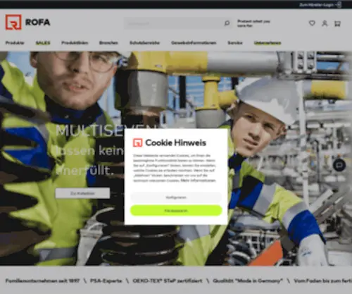 Rofa.de(ROFA Arbeitskleidung direkt beim Hersteller kaufen) Screenshot