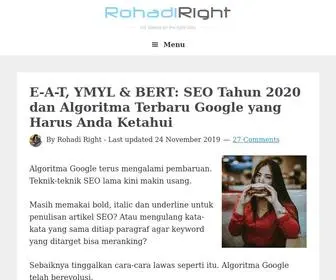 Rohadiright.com(Blog yang secara khusus membahas tentang Optimasi SEO (Search Engine Optimization)) Screenshot