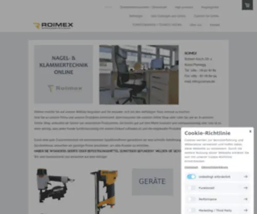 Roimex.de(Druckluftnagler, Heftklammern, TJEP Nägel Online Shop) Screenshot