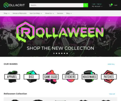 Rollacrit.com(Tabletop Board Game Lifestyle & Collectibles Brand) Screenshot