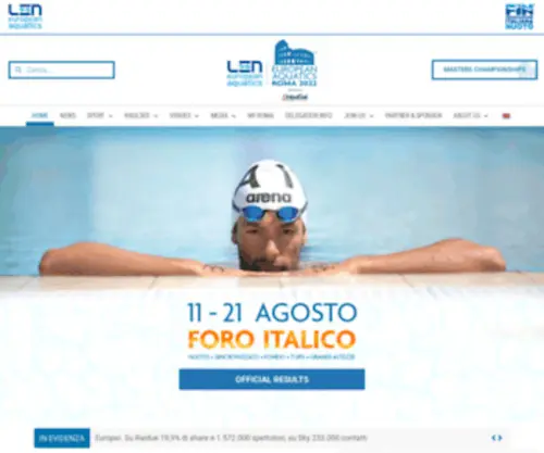 Roma2022.eu(21 agosto 2022 Sito Ufficiale Campionati europei nuoto Roma 2022) Screenshot