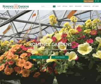 Romencegardens.com(Garden Store & Greenhouse in Grand Rapids) Screenshot