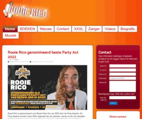 Rooierico.nl(Rooie Rico is de leukste zanger) Screenshot