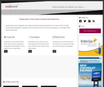 Rookienerd.com(Online tutorials for Html) Screenshot