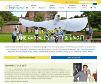 Rootsnshoots.org.uk(News and articles for Jane Goodall's Roots & Shoots) Screenshot