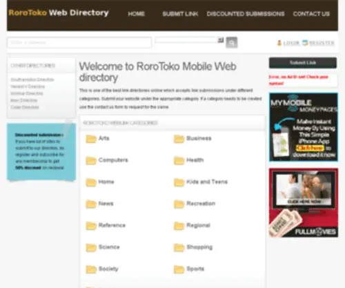 Rorotoko.mobi(RoroToko Web Link Directory) Screenshot
