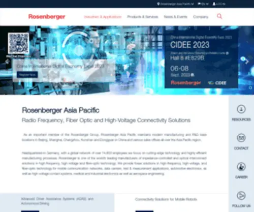 Rosenbergerap.com(Rosenberger Asia Pacific) Screenshot