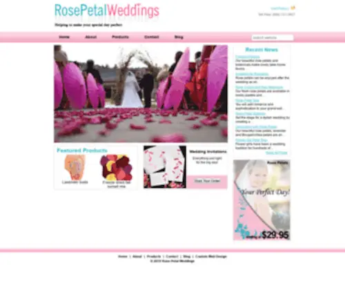 Rosepetalweddings.com(Rose Petals) Screenshot