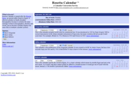 Rosettacalendar.com(A calendar conversion service) Screenshot