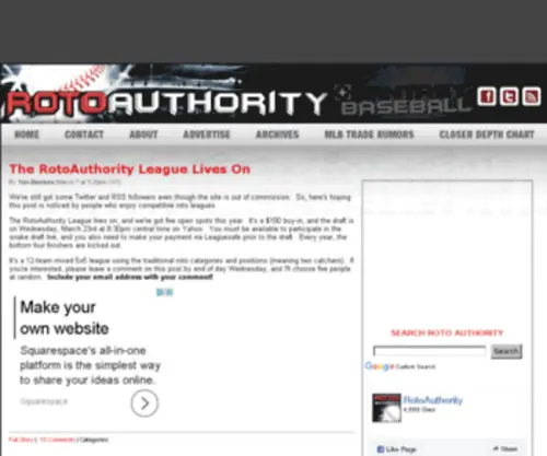 Rotoauthority.com(Fantasy Baseball) Screenshot