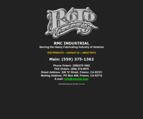 Rotomfg.com(ROTO Manufacturing of Fresno) Screenshot