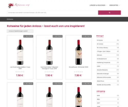 Rotweine.org(Rotweine online kaufen) Screenshot