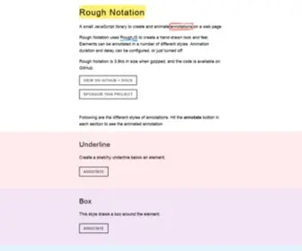 Roughnotation.com(A small JavaScript library to create and animate hand) Screenshot