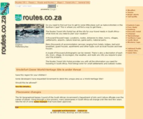 Routes.co.za(Routes Travel Info Portal) Screenshot
