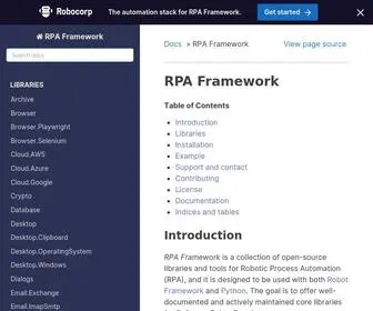 Rpaframework.org(RPA Framework documentation) Screenshot