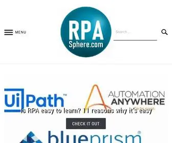 Rpasphere.com(Robotic Process Automation guide with info on certifications) Screenshot