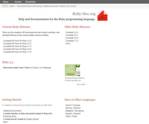 Ruby-DOC.org(Documenting the Ruby Language) Screenshot