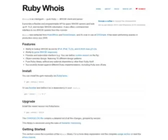 Ruby-Whois.org(Ruby Whois) Screenshot