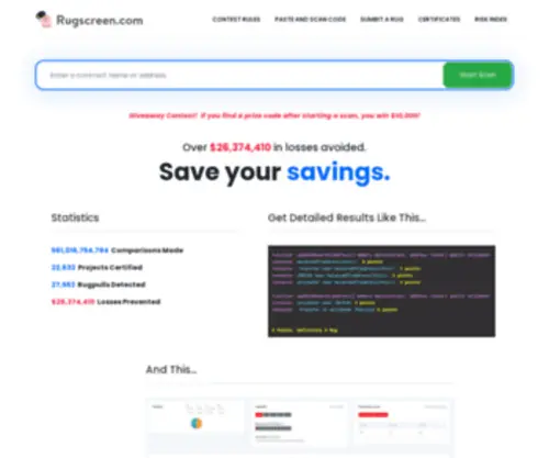 Rugscreen.com(RugScreen) Screenshot