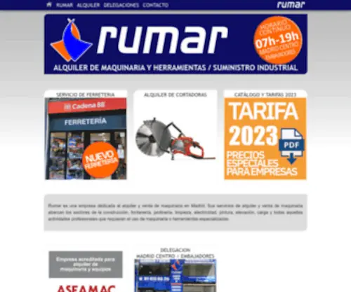 Rumaralquiler.com(Alquiler de maquinaria y herramientas en Madrid) Screenshot