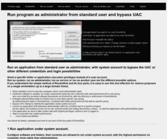 Runasrob.com(Run a specific application as administrator from user to limit administrator rights) Screenshot